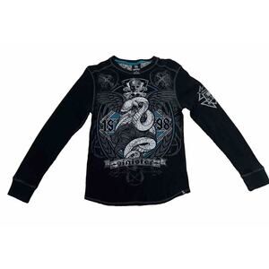 Sinister Long Sleeve Waffle Tshirt Mens Size Small Skull Snake MMA